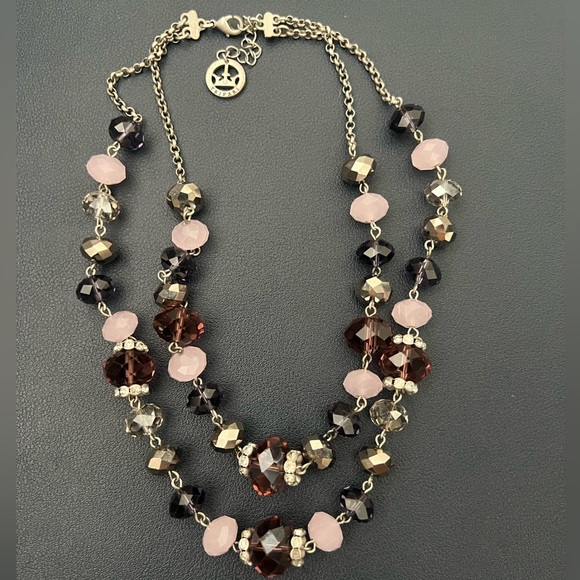 Trifari Jewelry - Vintage Crown Trifari Double Strand Purple Hues Faceted Glass Beaded Necklace